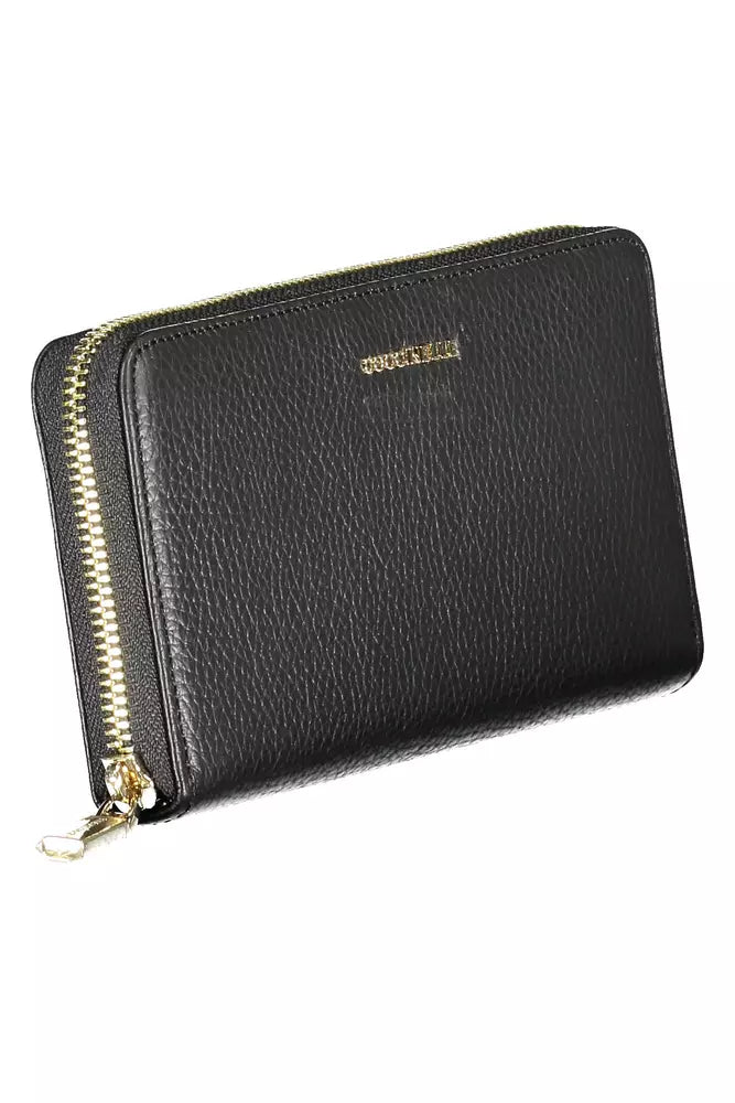 Elegant Black Leather Wallet with Multiple Compartments