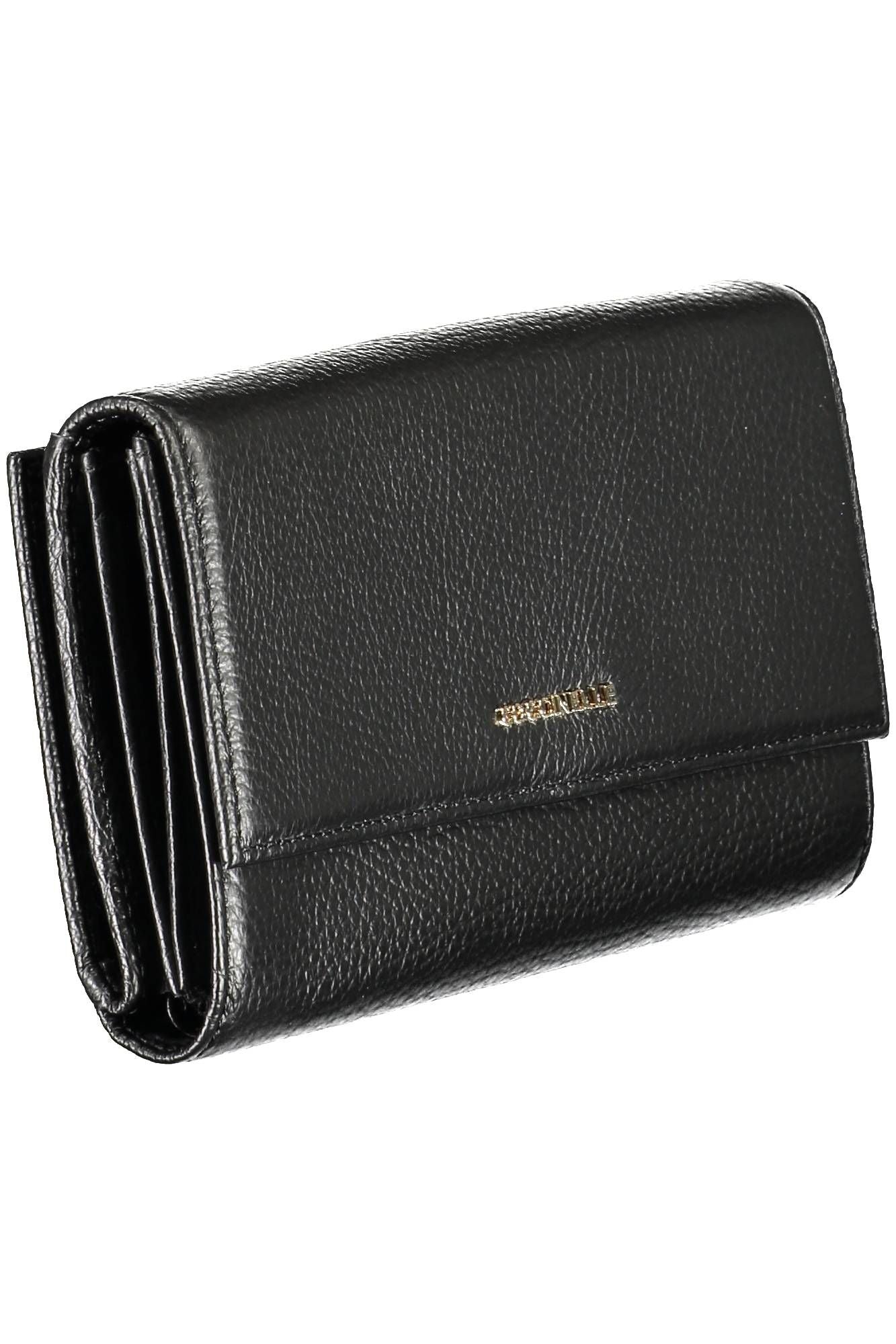 Elegant Black Leather Double-Opening Wallet