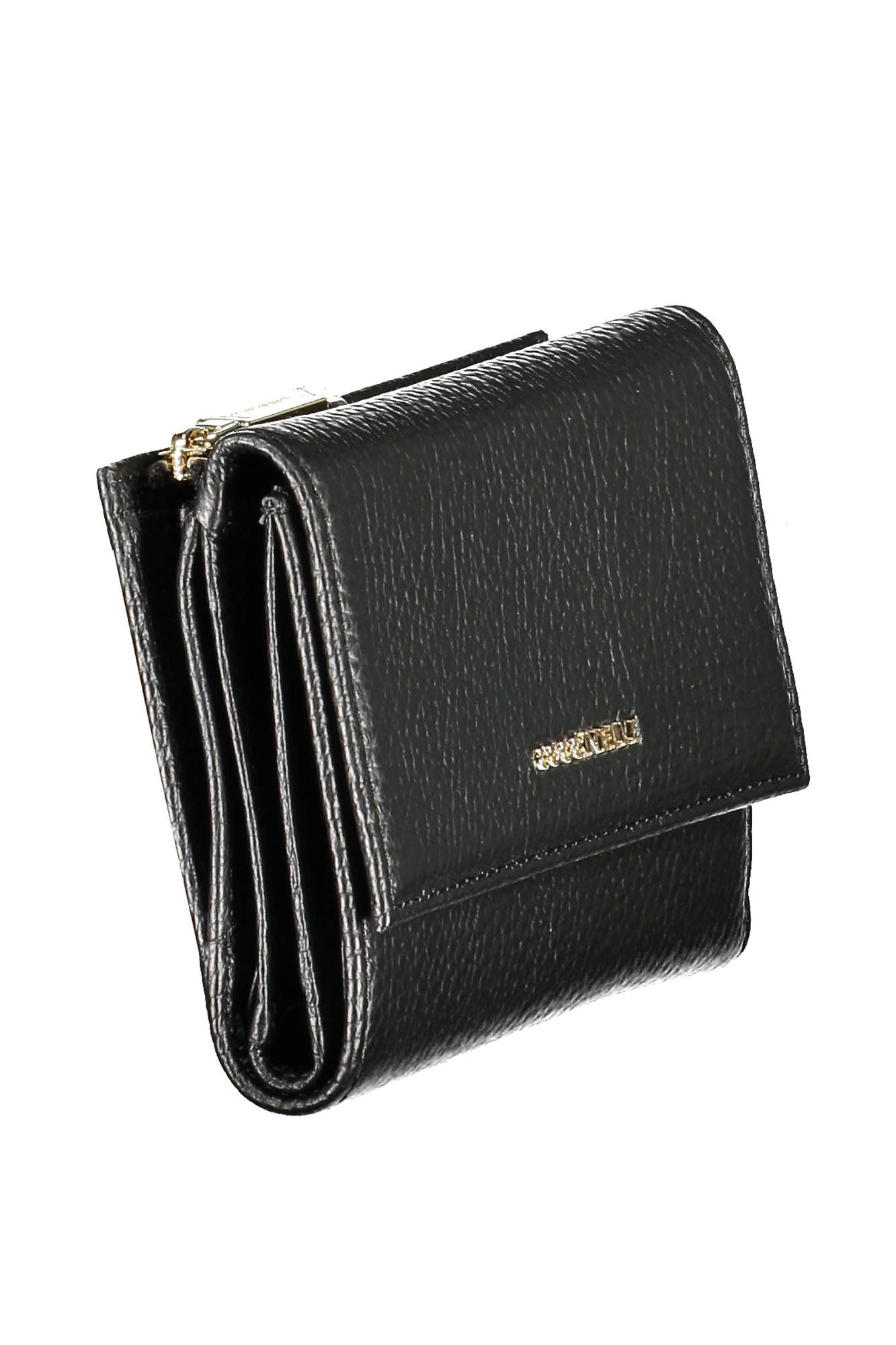 Elegant Triple-Compartment Black Leather Wallet