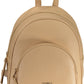 Chic Beige Leather Backpack with Logo Detail