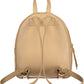 Chic Beige Leather Backpack with Logo Detail