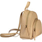 Chic Beige Leather Backpack with Logo Detail