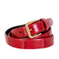 Elegant Red Crocodile Print Leather Belt