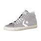 Sleek Gray Leather Sneakers with Contrasting Sole