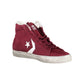 Red Leather High-Top Sneakers with Contrast Sole