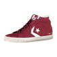 Red Leather High-Top Sneakers with Contrast Sole