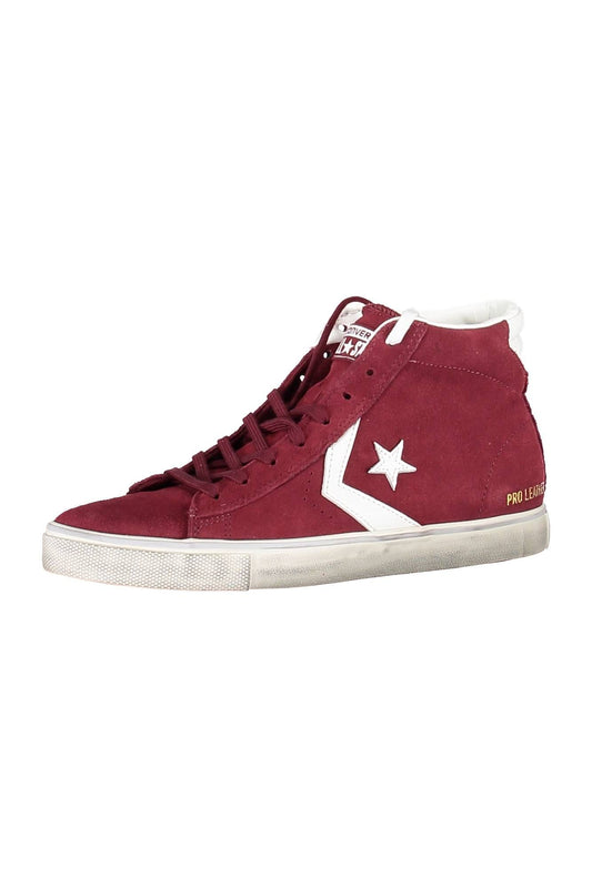 Red Leather High-Top Sneakers with Contrast Sole