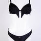 Elegant Fringed Black Triangle Bikini