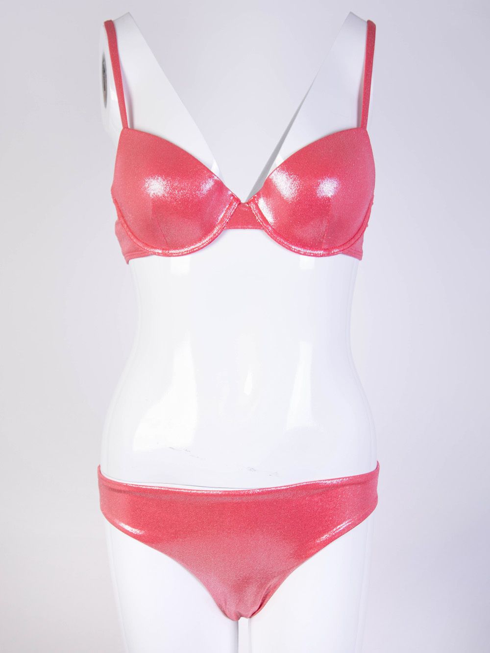 Chic Pink Triangle Lurex Bikini