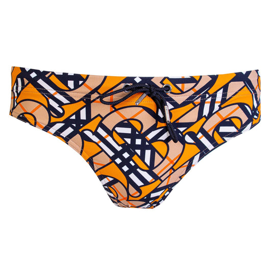 Chic Orange Printed Swim Brief