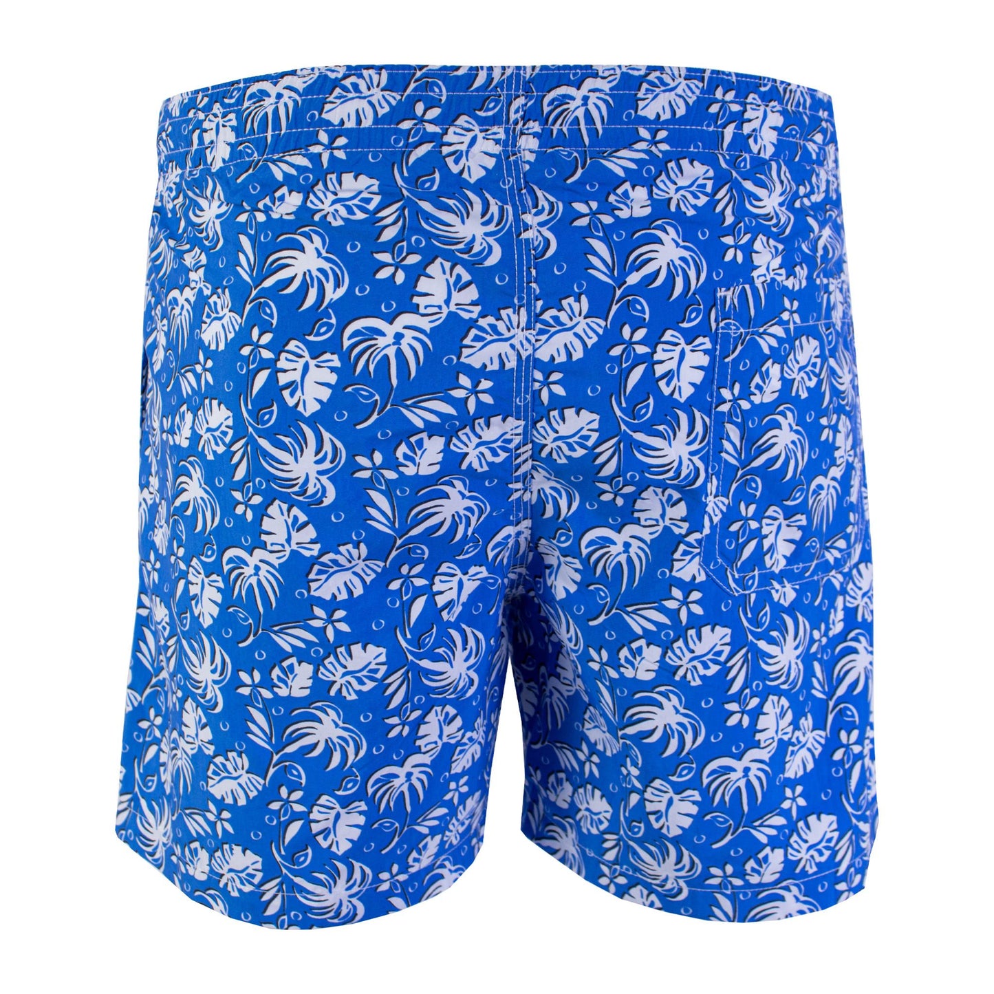 Elegant Blue Leaf Print Swim Shorts