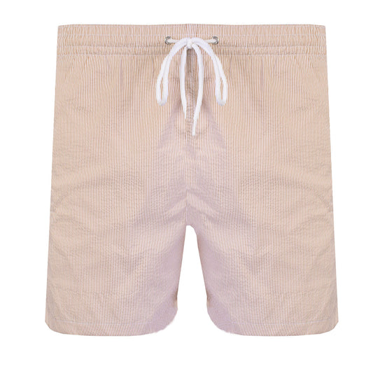 Elegant Beige Striped Swim Shorts