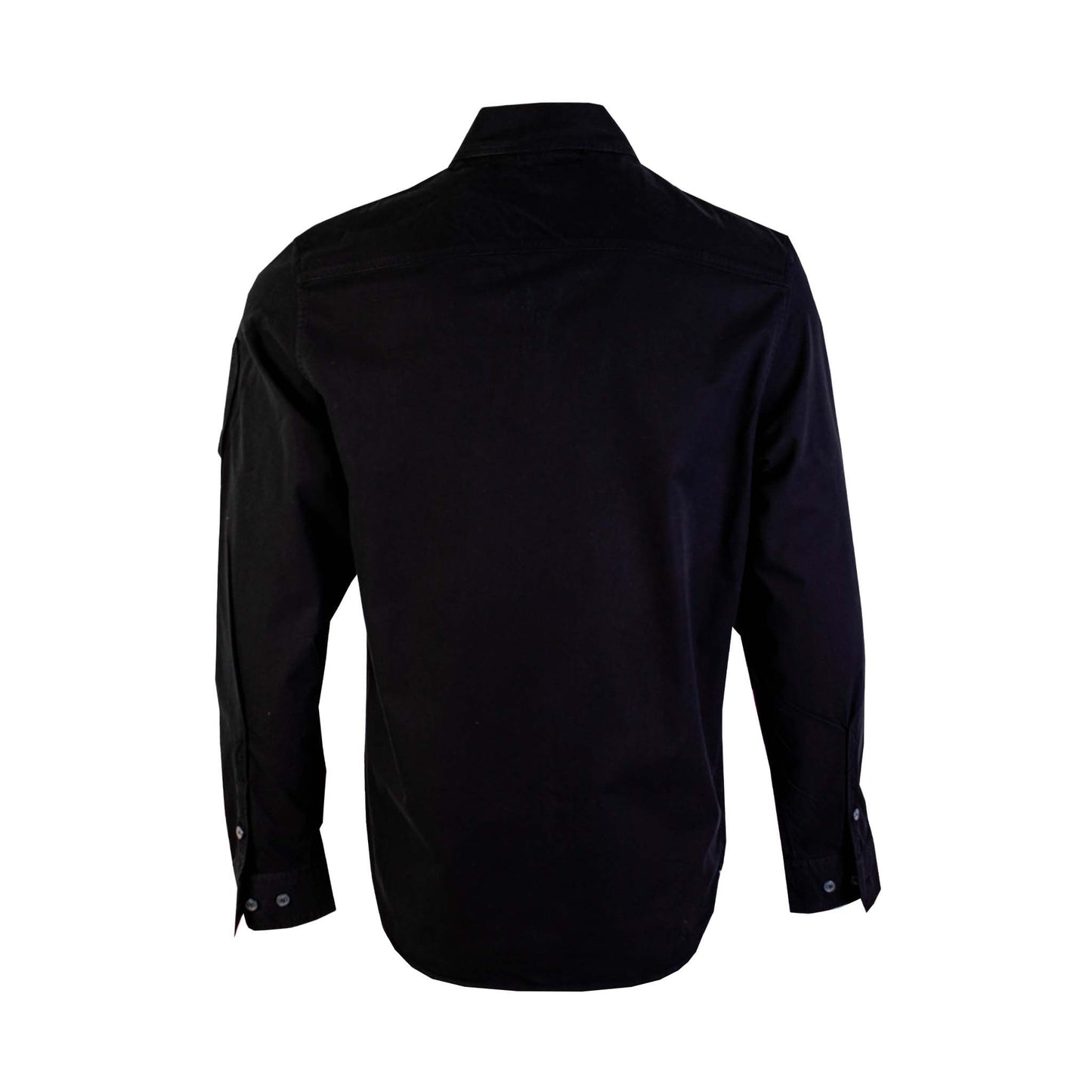 Sleek Black Cotton Overshirt with Zip Pocket