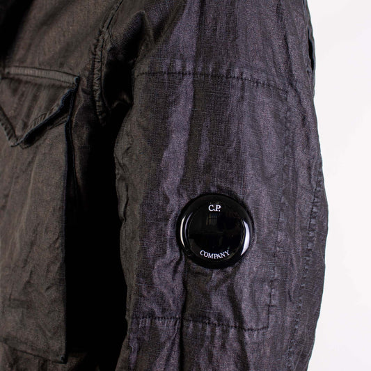 Sleek Black Tech Fabric Overshirt Jacket