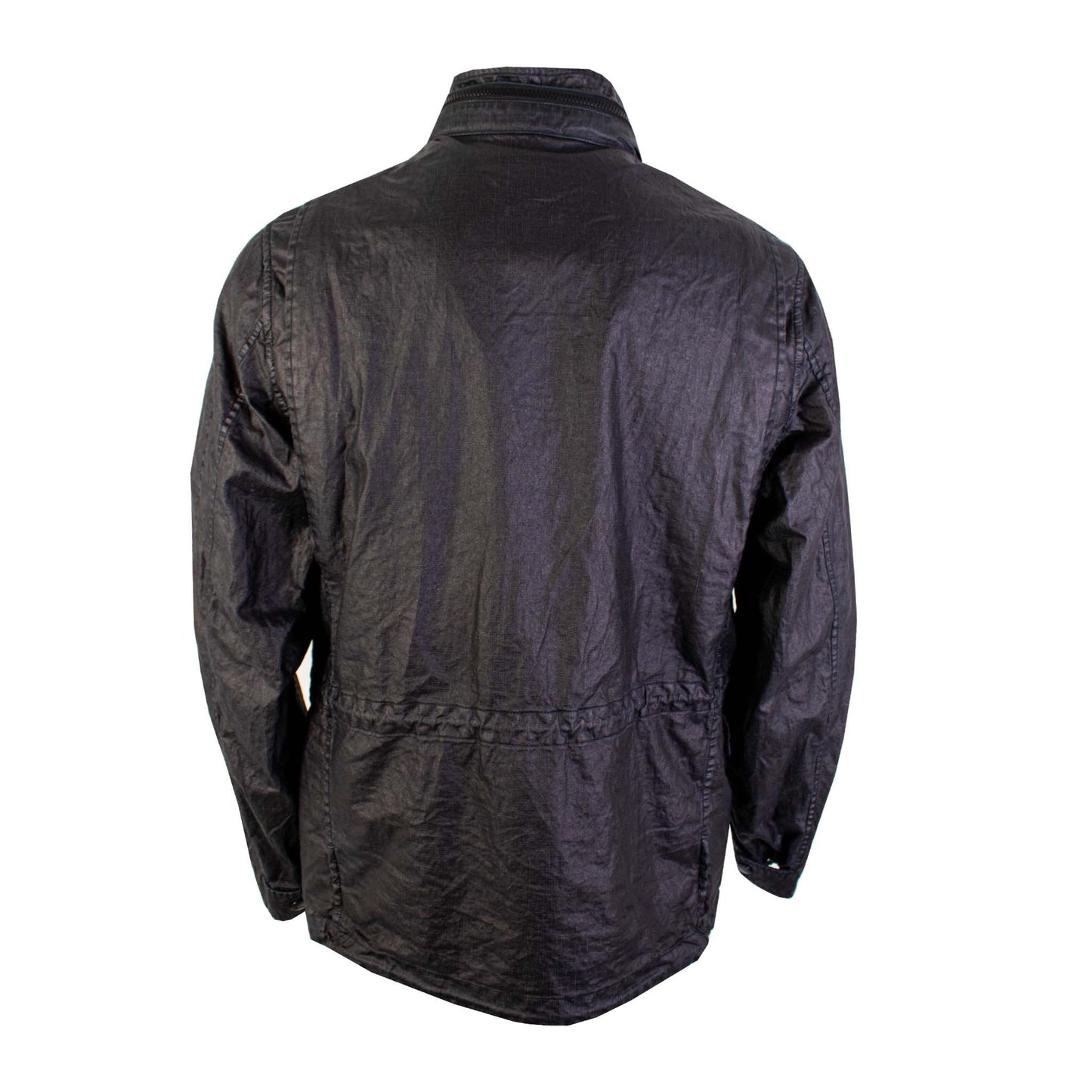 Sleek Black Tech Fabric Overshirt Jacket