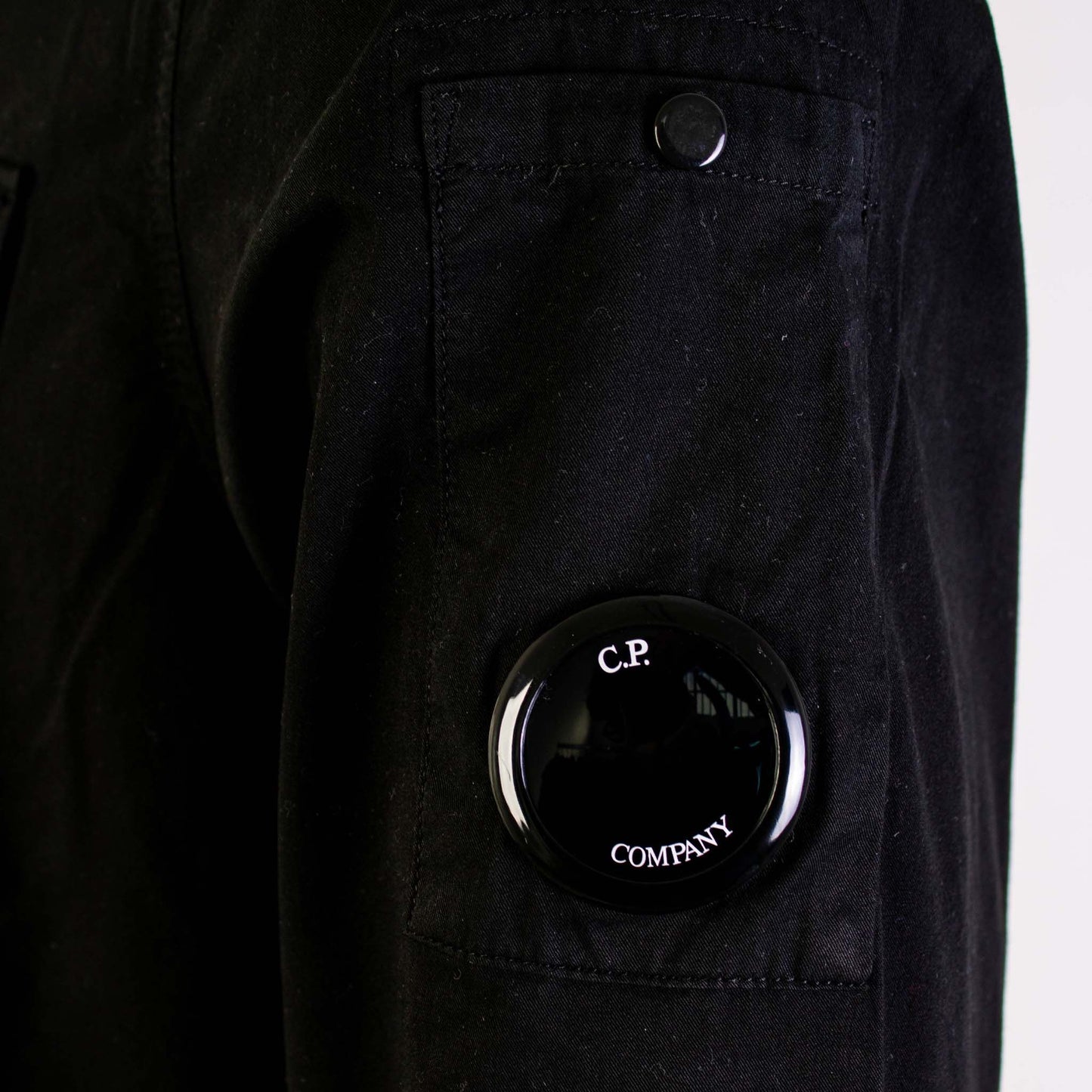 Sleek Black Cotton Overshirt with Zip Pocket