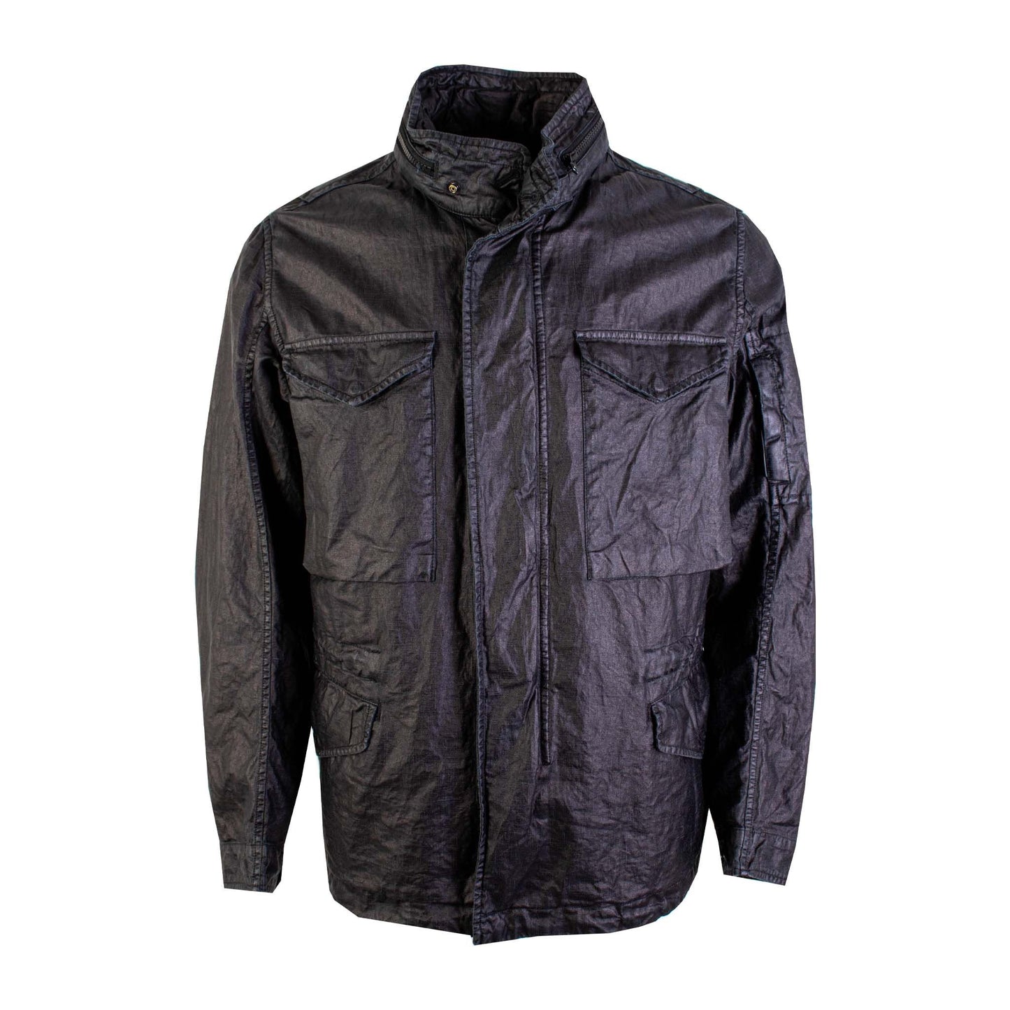 Sleek Black Tech Fabric Overshirt Jacket