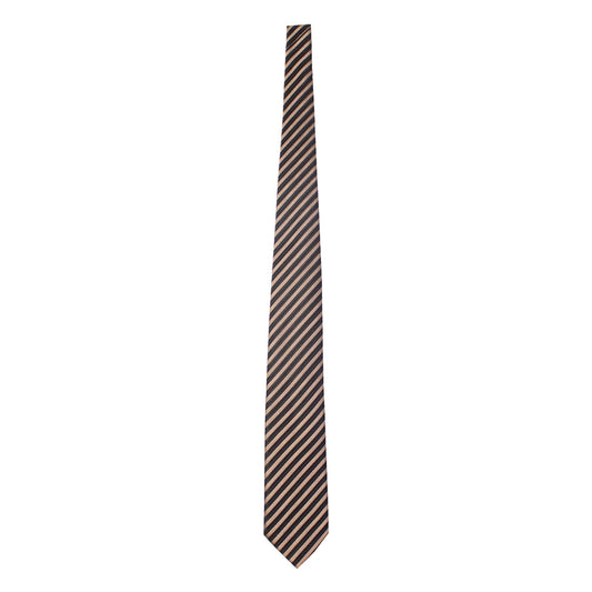 Elegant Striped Silk Tie in Bronze and Black