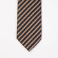 Elegant Striped Silk Tie in Bronze and Black