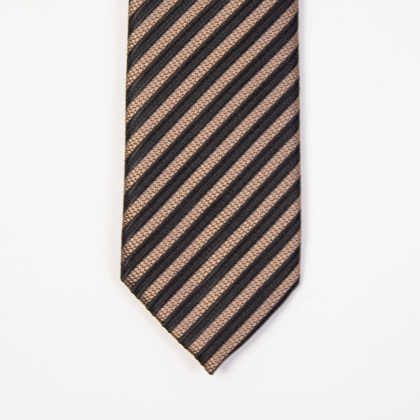 Elegant Striped Silk Tie in Bronze and Black