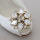 White Crystals Peep Toe Heel Satin Pumps