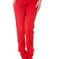 Chic Red Buttoned Trousers with Logo Detail