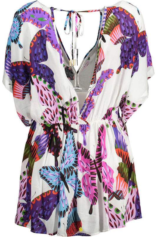 Chic White V-Neck Short Sleeve Dress