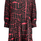 Elegant Viscose Long-Sleeve Dress with Italian Collar