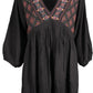 Elegant Black Viscose Dress with Contrasting Details