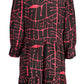 Elegant Viscose Long-Sleeve Dress with Italian Collar