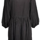 Elegant Black Viscose Dress with Contrasting Details