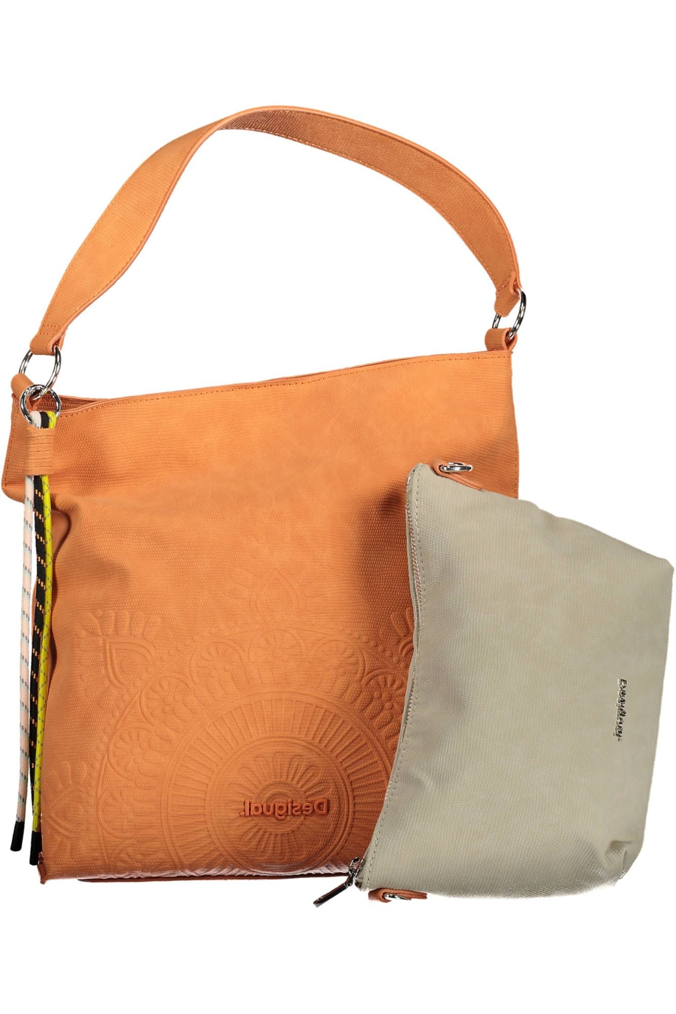 Chic Orange Shoulder Bag with Contrasting Details