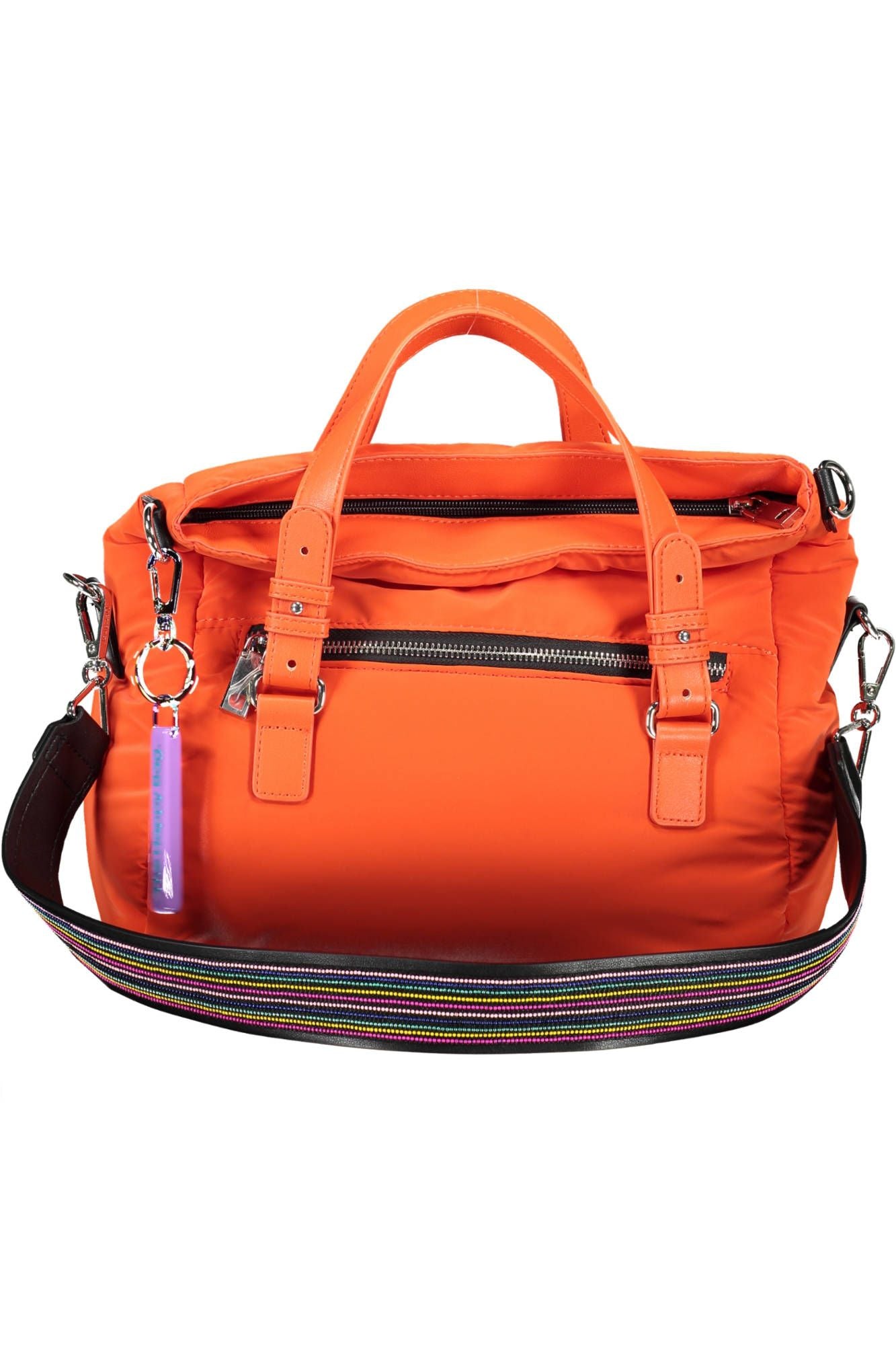 Vibrant Orange Polyester Handbag with Versatile Straps