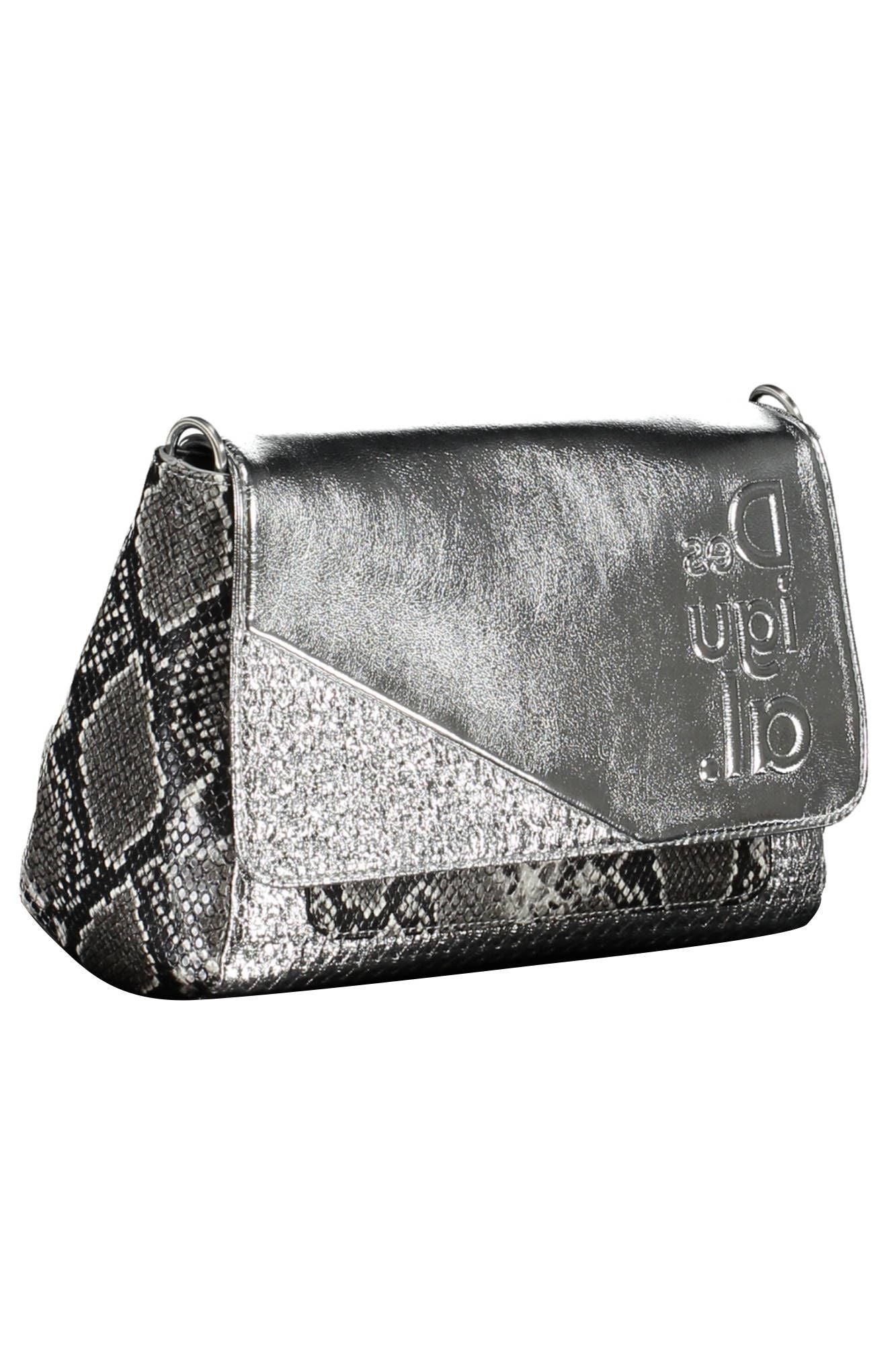 Elegant Silver Polyurethane Handbag