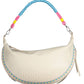 Chic White Embroidered Expandable Handbag