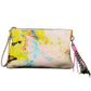 Chic White Cotton Handbag with Contrasting Details