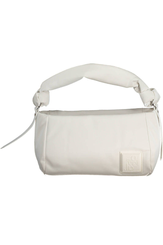 Elegant White Shoulder Bag with Logo Detail