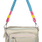 Chic White Embroidered Handbag with Contrasting Details