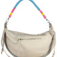 Chic White Embroidered Expandable Handbag