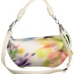 Chic White Expandable Handbag with Contrasting Accents