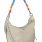 Chic White Embroidered Expandable Handbag