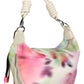 Chic White Expandable Handbag with Contrasting Accents