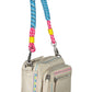 Chic White Embroidered Handbag with Contrasting Details