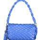 Chic Expandable Blue Handbag with Contrasting Details