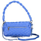 Chic Expandable Blue Handbag with Contrasting Details