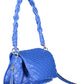 Chic Expandable Blue Handbag with Contrasting Details