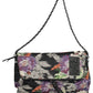 Chic Black Cotton Handbag with Contrasting Details
