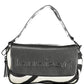 Chic Contrast Detail Black Cotton Handbag