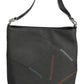 Sleek Black Polyurethane Handbag with Logo Accent