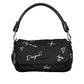 Chic Embroidered Black Handbag with Contrasting Details